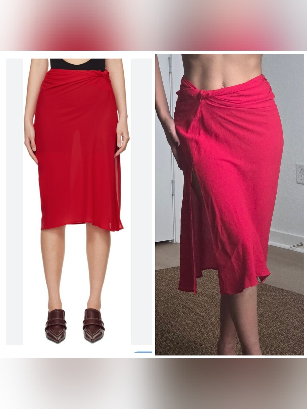 NWT Beaufille Red Vela Midi Skirt, XS, Color Vermillion